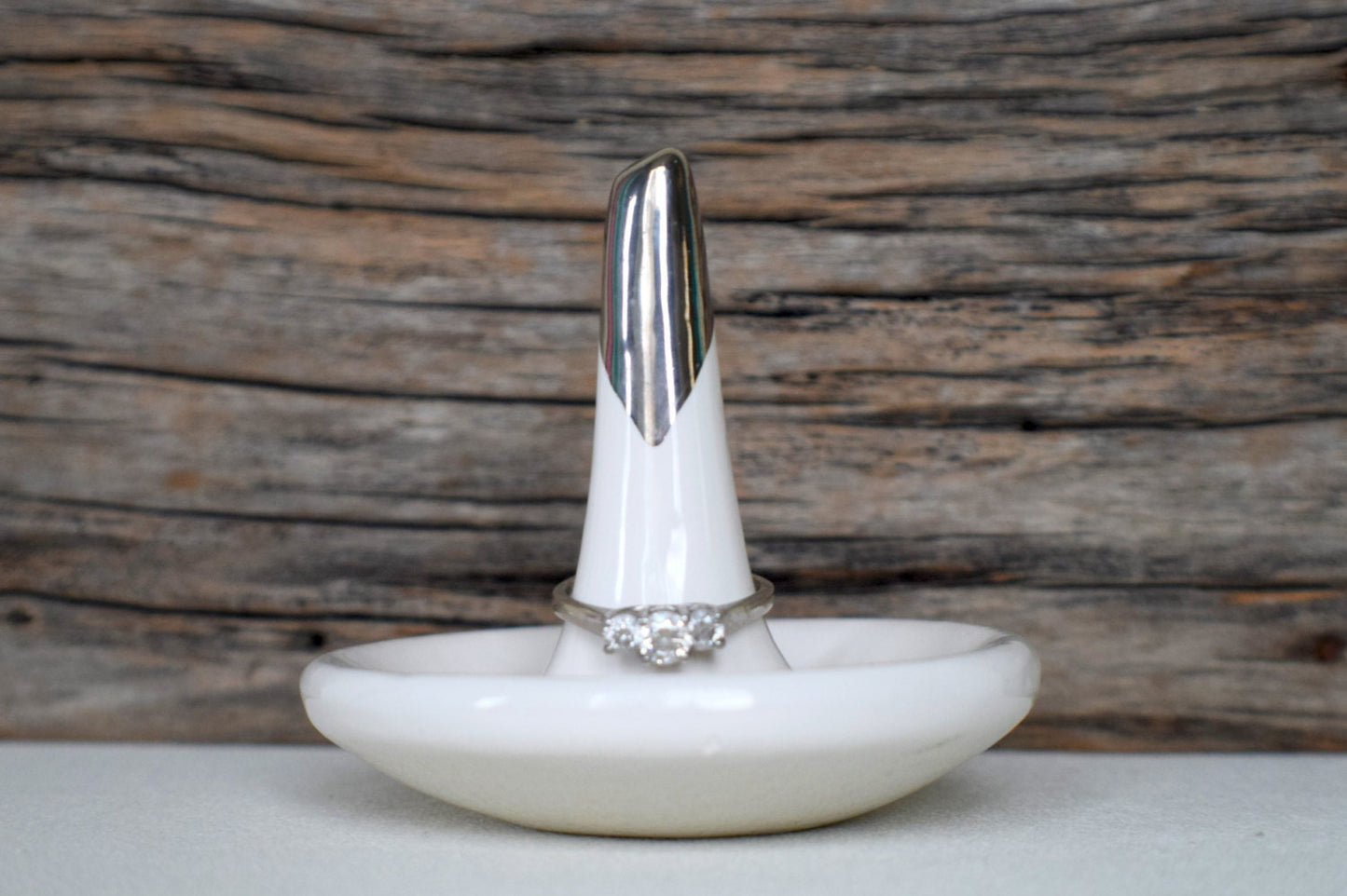 Ring holder - Ring Dish - Wedding Ring Holder - White and Silver ring holder - Mothers Day Gift Idea - Unique Wedding gift