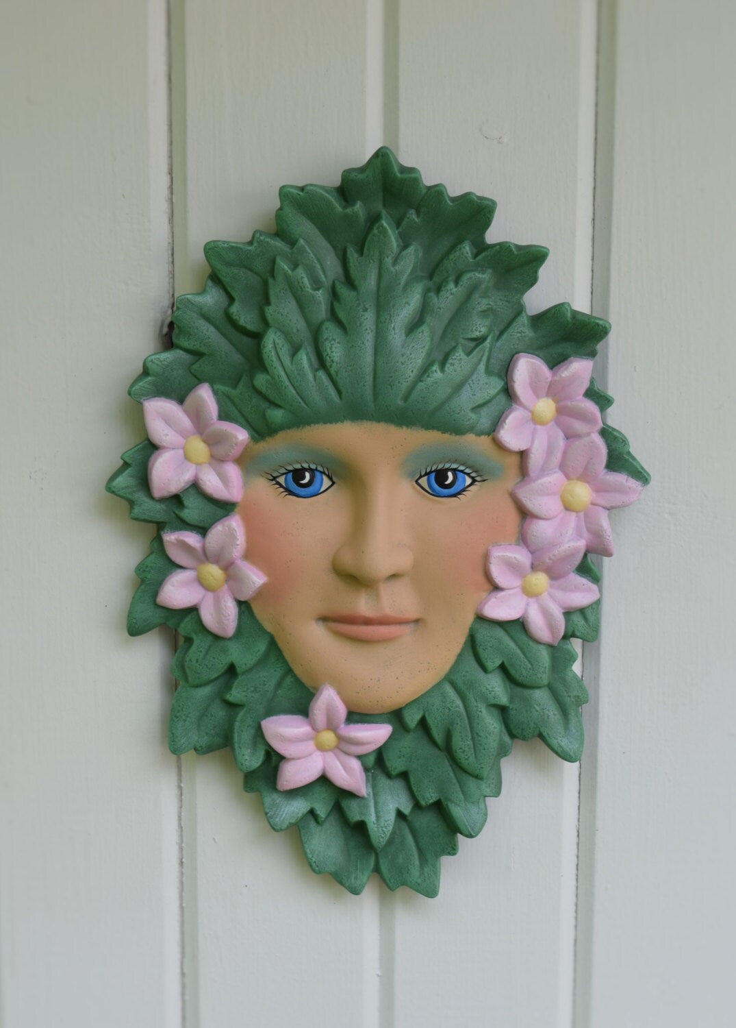 Mother Nature Wall Hanging | Magnolia Fence Art| Zen Garden Decor | Green Lady | Flower Face Garden Plaque