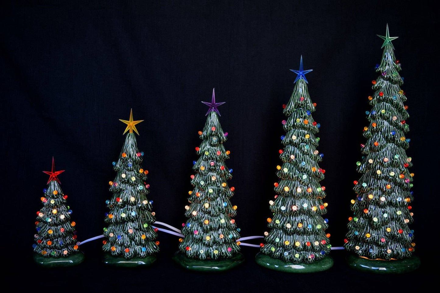 Set of 5 Slim Christmas Trees in bisque - Ready to paint Christmas trees - DIY Project - Painting Project