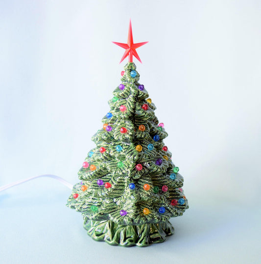 Ceramic Christmas tree Spruce 10" tall - Lighted Xmas Tree - Vintage Christmas Decorations - Ceramic Christmas tree with lights