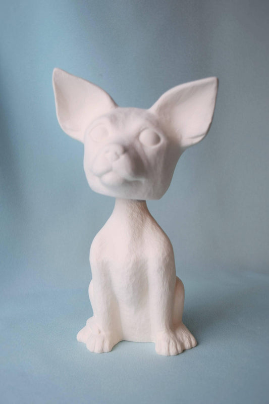 Ceramic Bisque - Ready to Paint Bobble Head Chihuahua - Chihuahua decor - Gift For kids -Kids Project - DIY Project - Paint it yourself