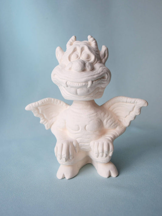 Gargoyle Bobble Head - Ceramic bisque - DIY Ceramic Project - Kids Projects - Ready to Paint Ceramics - Valentines Gift - Paint it yourself