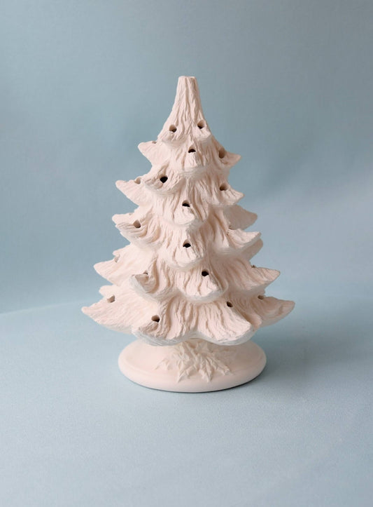 Vintage Style Lighted Christmas Tree 11 inch -  Bisque Christmas tree - DIY Christmas tree - Ready to paint Christmas tree