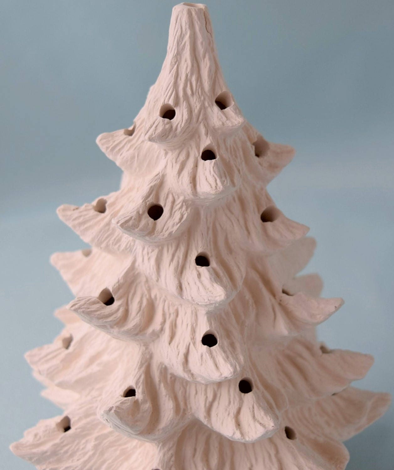 Vintage Style Lighted Christmas Tree 11 inch -  Bisque Christmas tree - DIY Christmas tree - Ready to paint Christmas tree