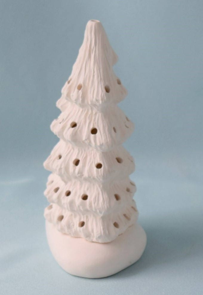 Ceramic Christmas tree in bisque - 5.75 inches tall -  Tree - Ready to paint - Painting project - DIY ceramics