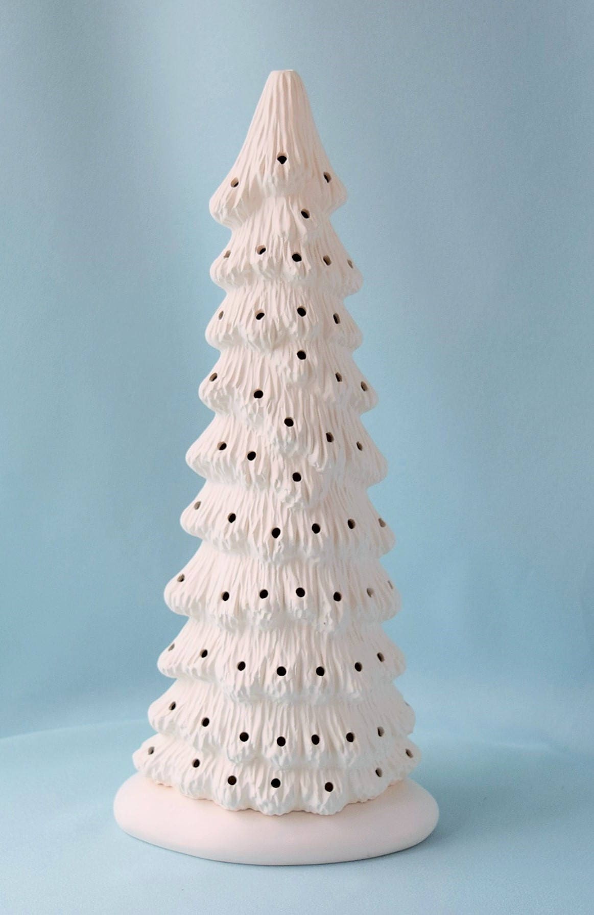 Ceramic Christmas tree in bisque - Slim Christmas Tree - 13 inches tall - Ready to paint - Painting project - DIY ceramics