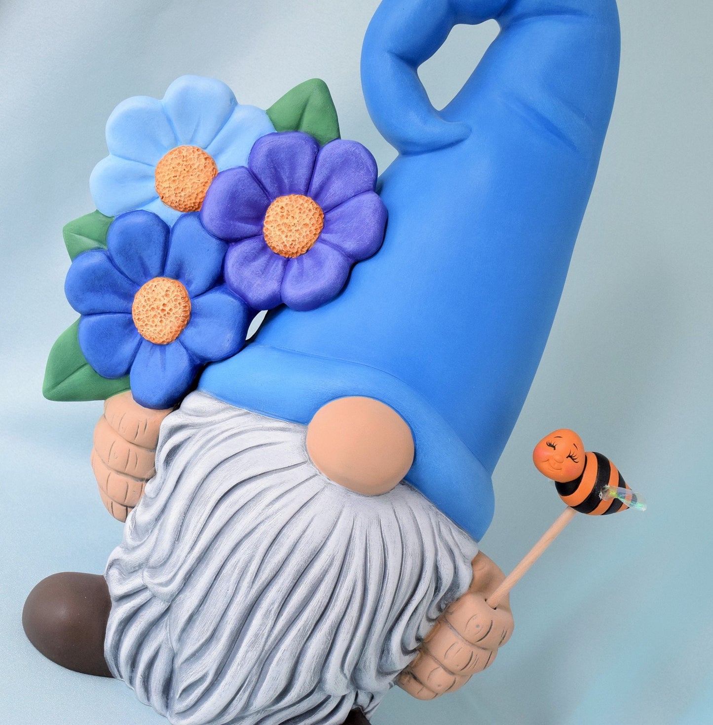 Large Garden Gnome Figure | Gnome with Bee and Flowers | Spring and Summer Gnome | Father's Day Gift | Yard Art | Garden Decor | Flower Gonk