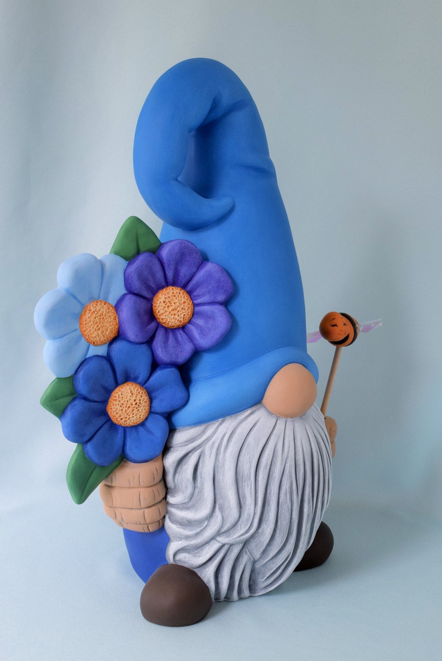 Large Garden Gnome Figure | Gnome with Bee and Flowers | Spring and Summer Gnome | Father's Day Gift | Yard Art | Garden Decor | Flower Gonk