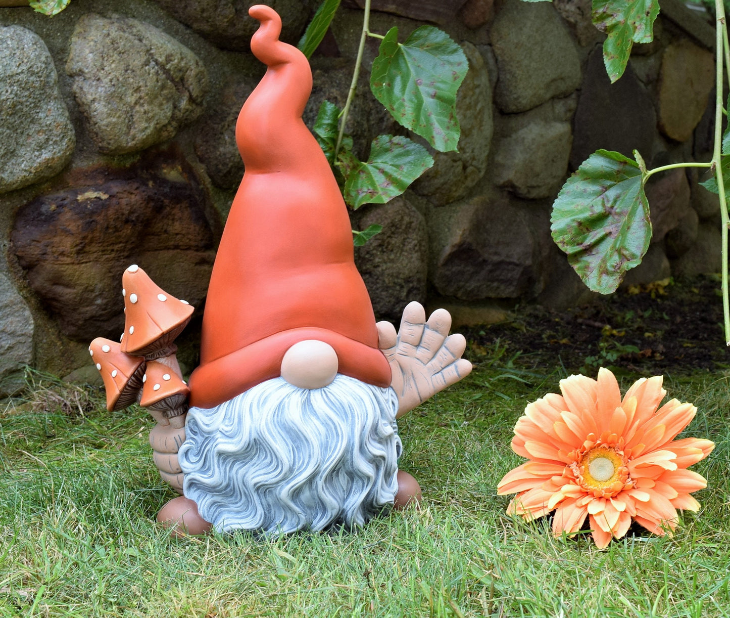 Large Garden Gnome With Mushrooms | Gift For Gardeners | Funky Mushroom Gnome | Yard Art | Mushroom Gonk | Spring and Summer Gnome | Shroom