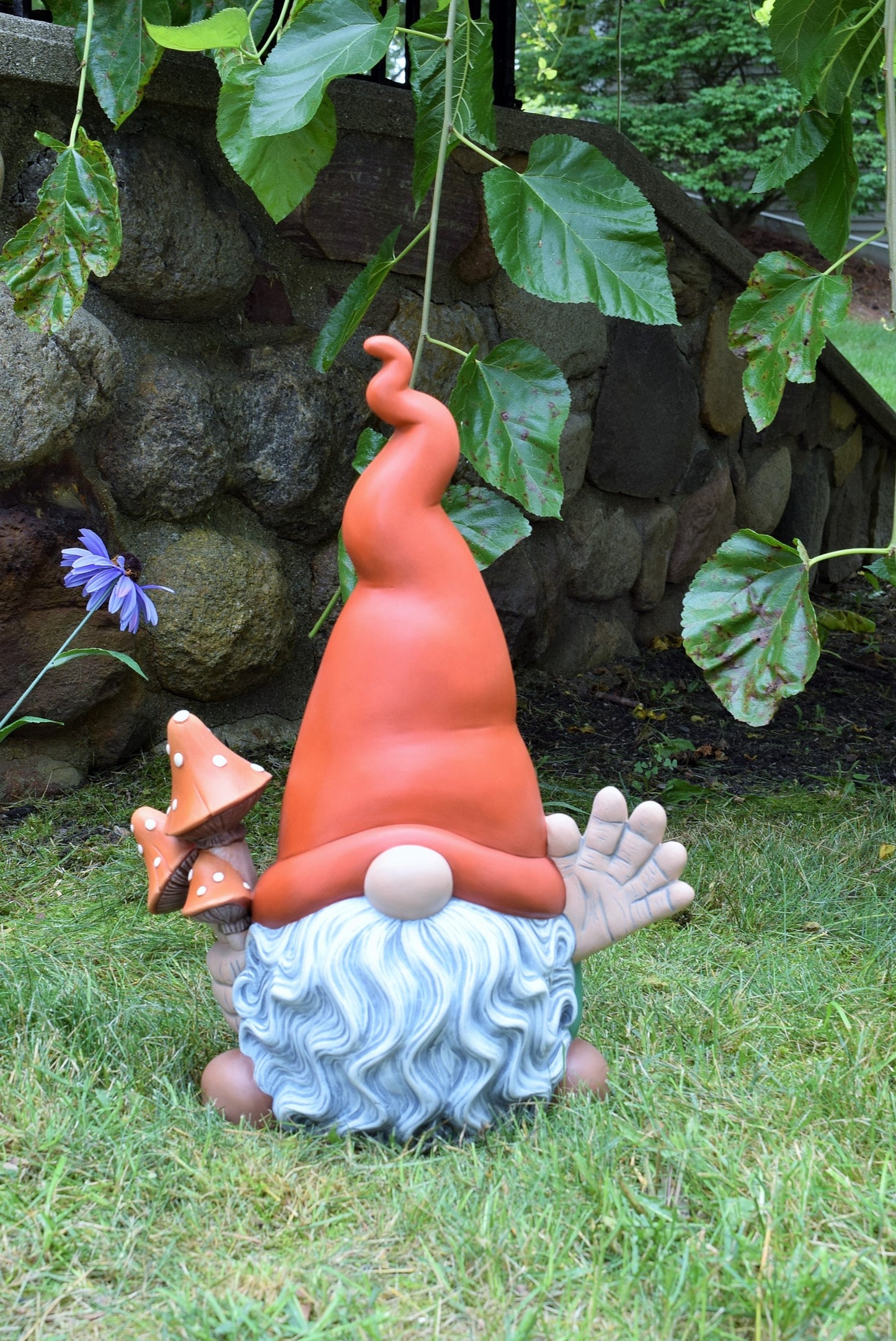 Large Garden Gnome With Mushrooms | Gift For Gardeners | Funky Mushroom Gnome | Yard Art | Mushroom Gonk | Spring and Summer Gnome | Shroom