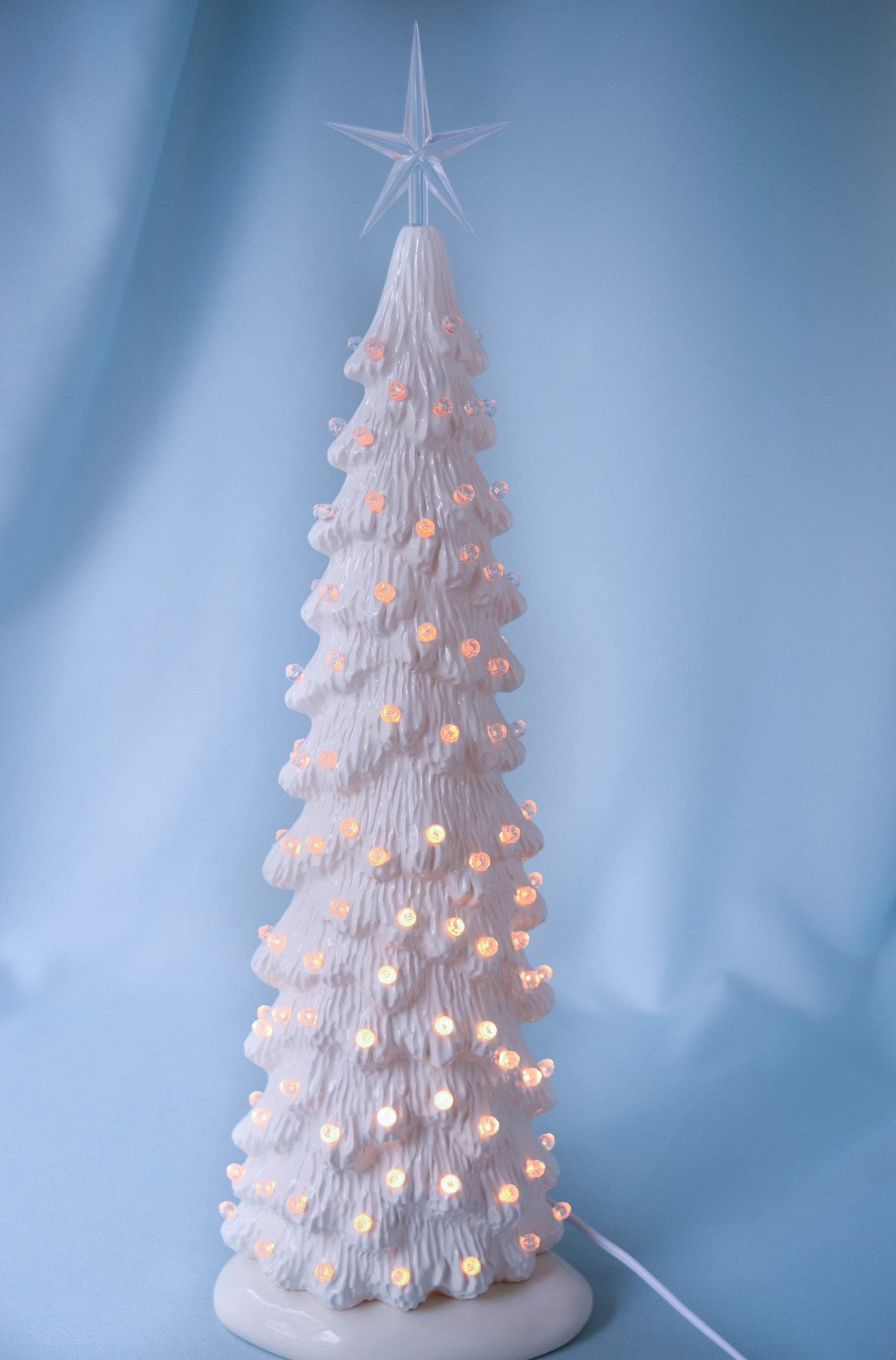 2 - Ceramic White Christmas Trees -13 inches tall - Slim Style | Ceramic Lights