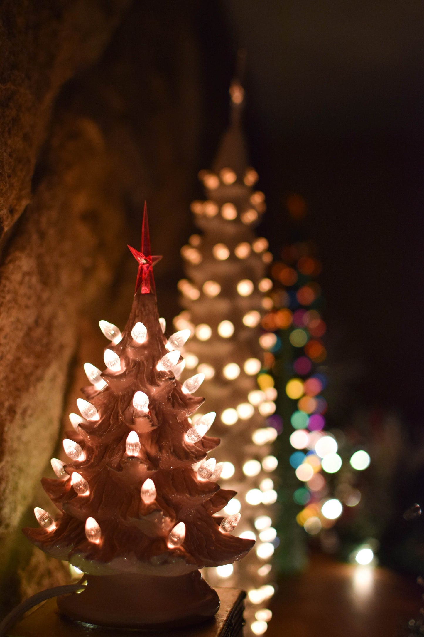 Pink Ceramic Christmas Tree - 8 Inches Tall