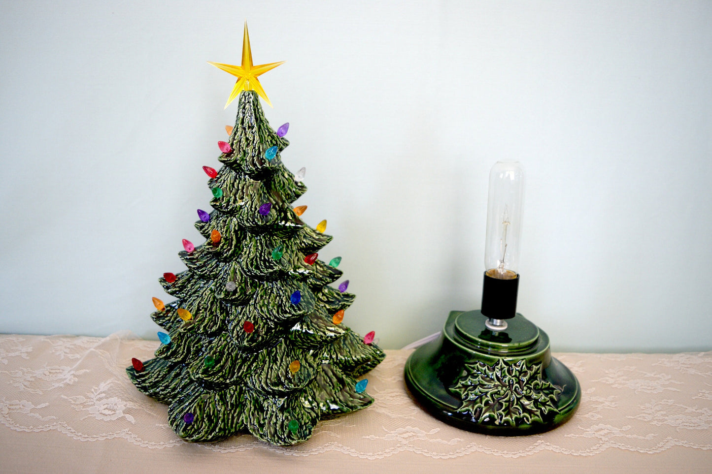 Vintage Style Lighted Christmas Tree - 16 inch -  Bisque Christmas tree - DIY Christmas tree - Ready to paint Christmas tree