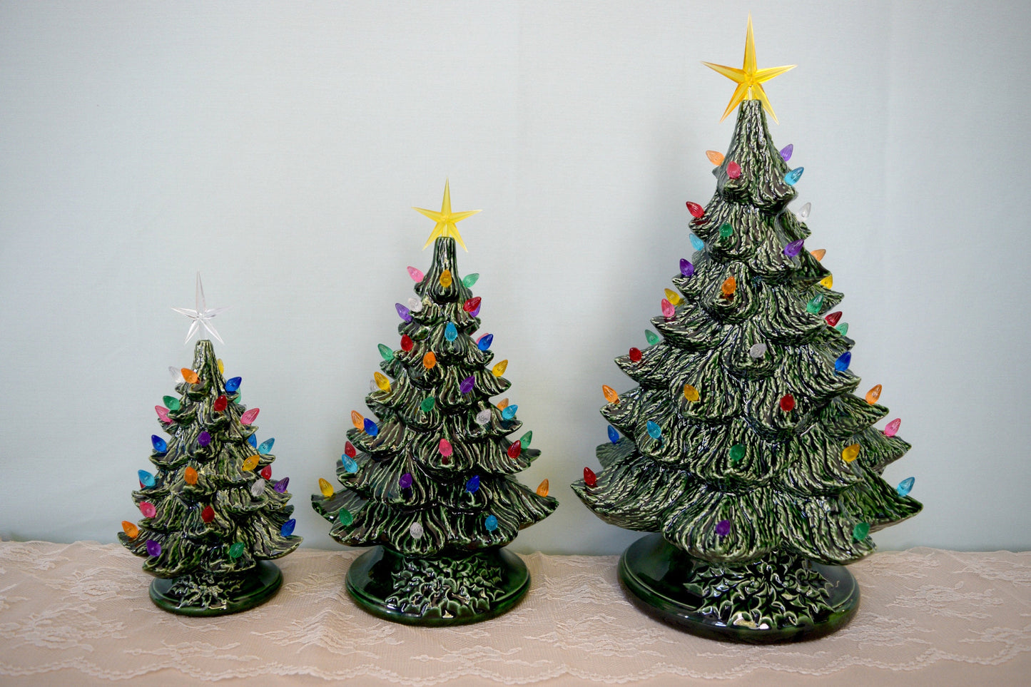 Vintage Style Lighted Christmas Tree - Medium size 11 inch size