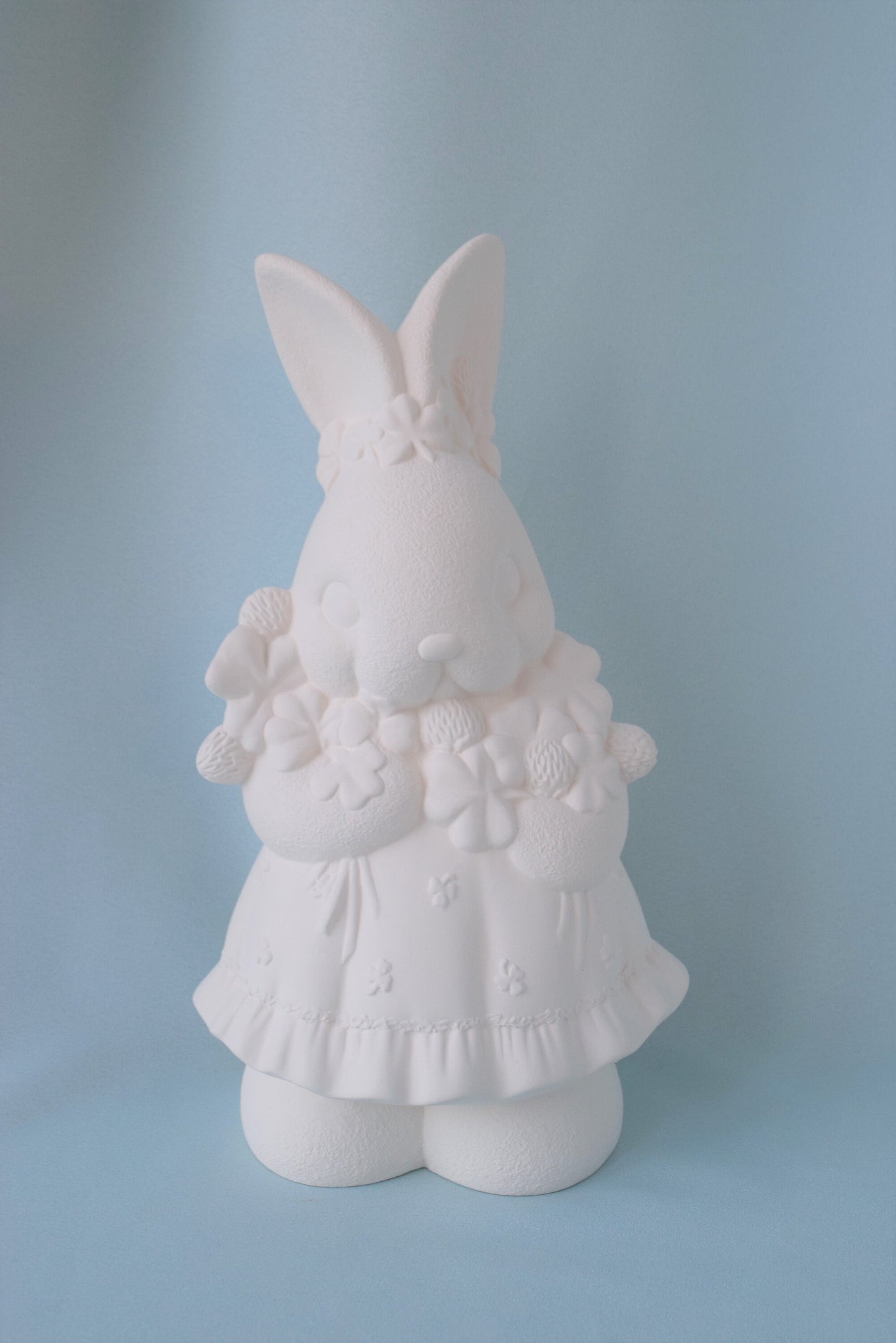 Four Leaf Clover Girl & Boy Bunnies - Bisque - Ready to Paint Do it Yourself Project