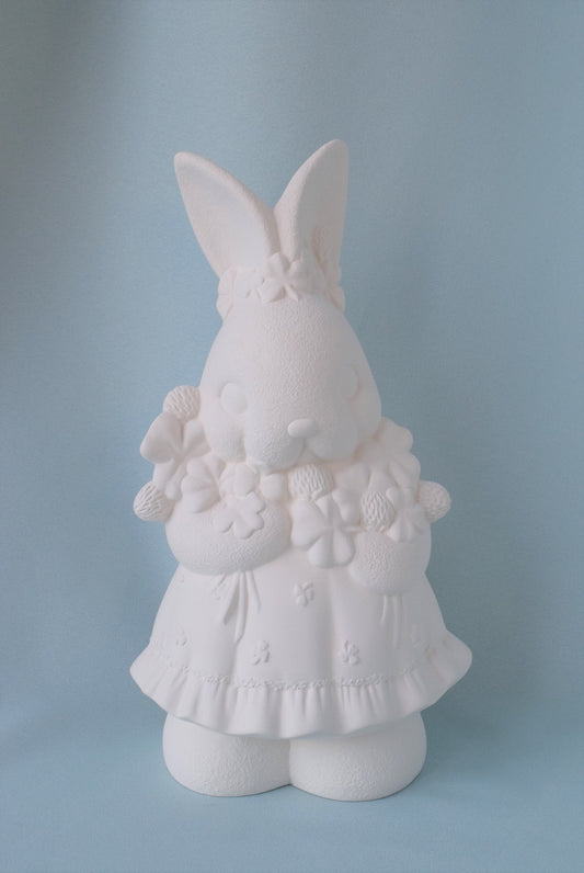 Four Leaf Clover Girl & Boy Bunnies - Bisque - Ready to Paint Do it Yourself Project