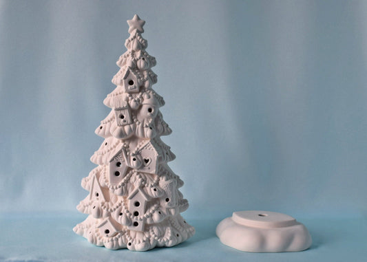 Birdhouse Ceramic Christmas Tree | Bisque | Ready To Paint | DIY