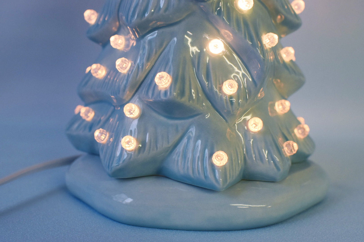 Ceramic Christmas Tree | Wispy Pine Style | Sea-Glass Color and Clear Lights