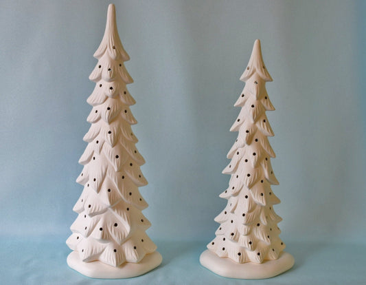 Ceramic Bisque - Ready to Paint Wispy pine trees - Do it yourself Ceramic bisque - Halloween trees