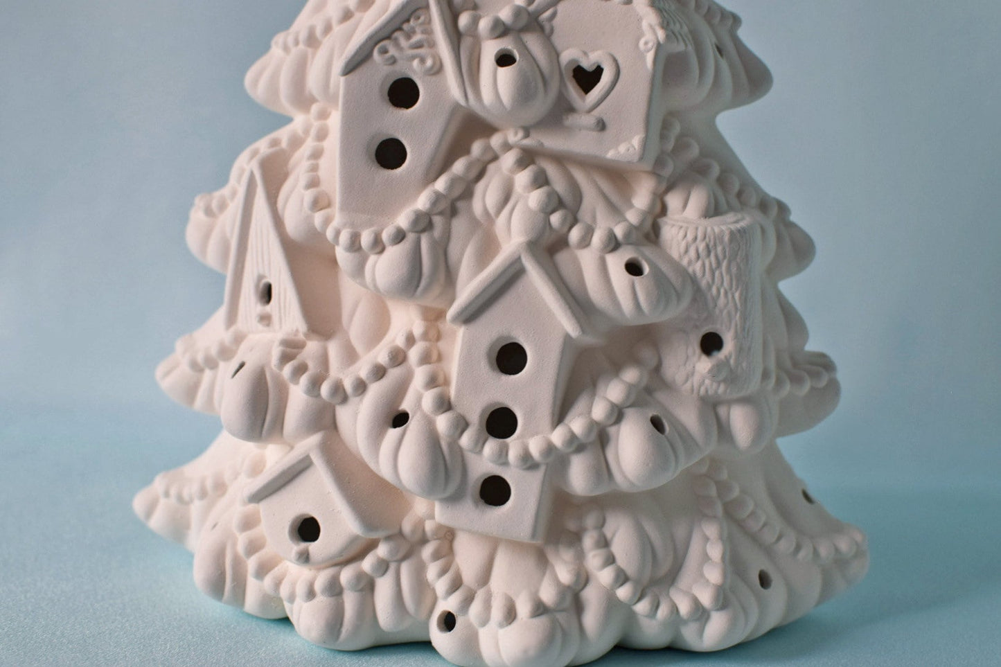 Birdhouse Ceramic Christmas Tree | Bisque | Ready To Paint | DIY