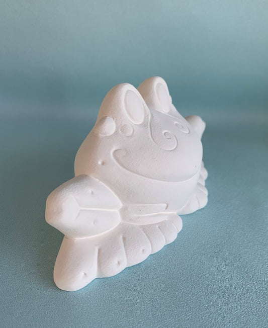 Ceramic Bisque Frog - Ready to paint - DIY Ceramics - Lilly Pad Frog -