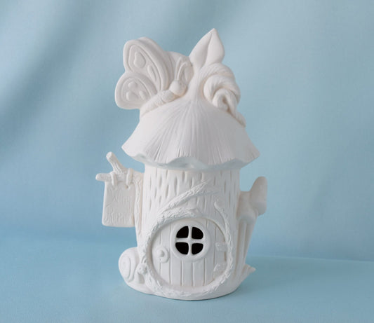 Ceramic Bisque - Butterfly Fairy house - Unfinished ceramics - DIY painting project