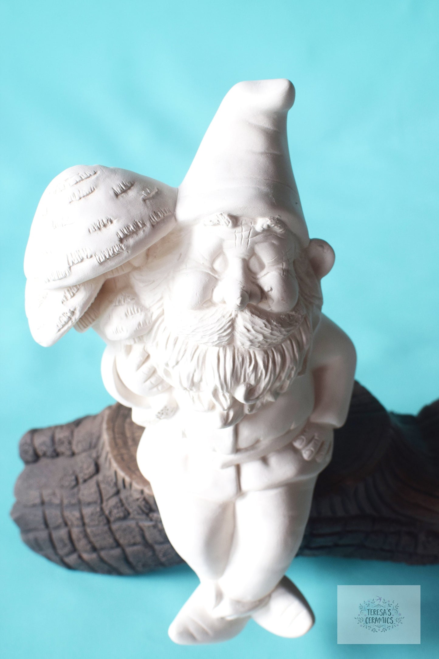 Bisque Mushroom Gnome - Ledge Seated Style