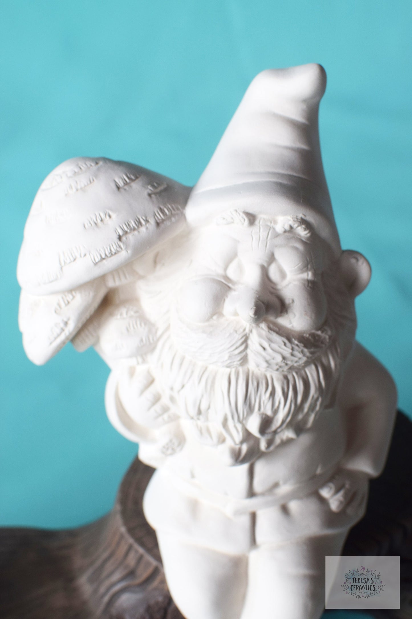 Bisque Mushroom Gnome - Ledge Seated Style