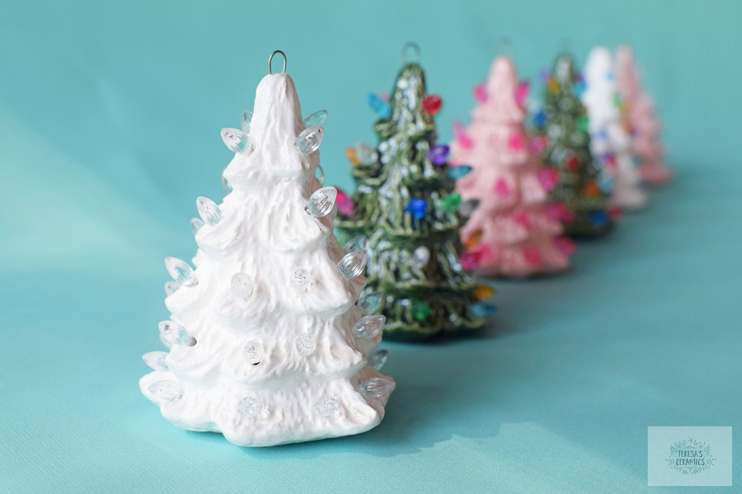 White Mini Ceramic Christmas Tree Ornament - Tiny White Ceramic Tree