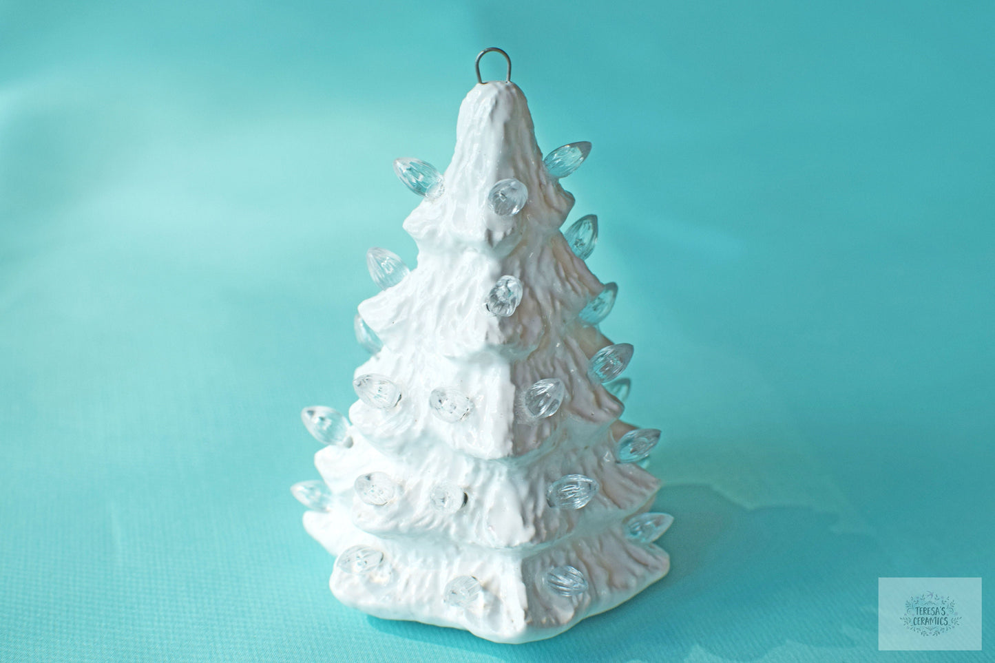 White Mini Ceramic Christmas Tree Ornament - Tiny White Ceramic Tree