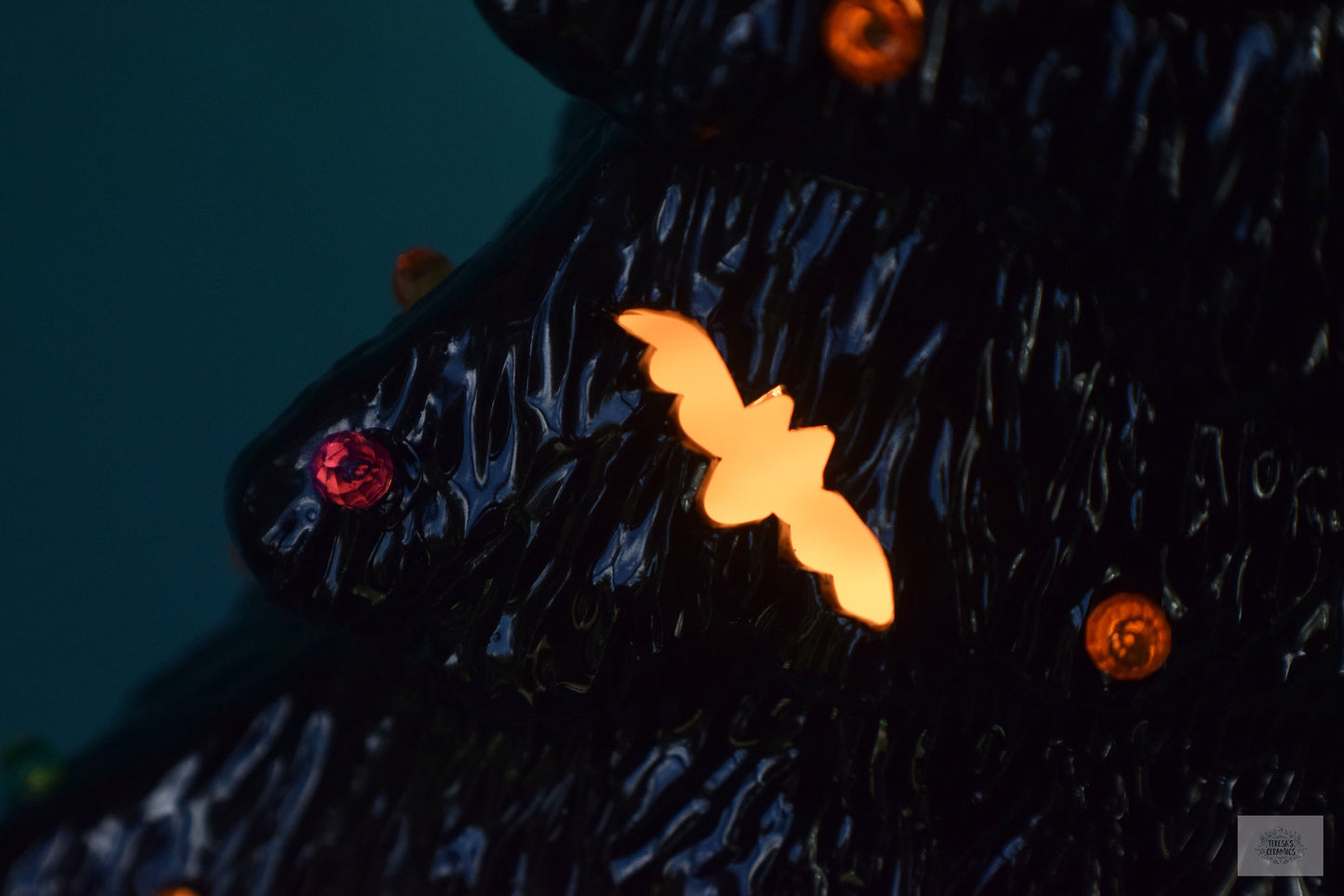 Spider Halloween Tree | Light Up Ceramic Tree | Bat cutouts