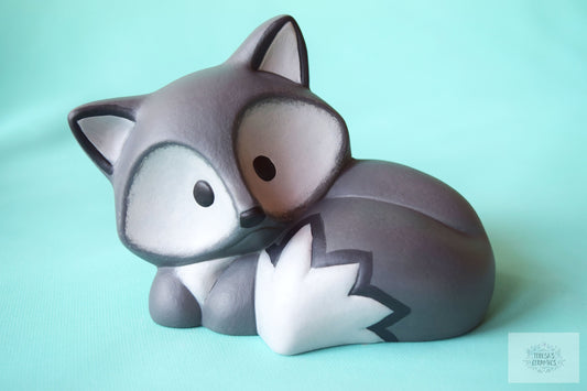 Baby Gray Fox - Ceramic Woodland Animal - Baby Shower Decor