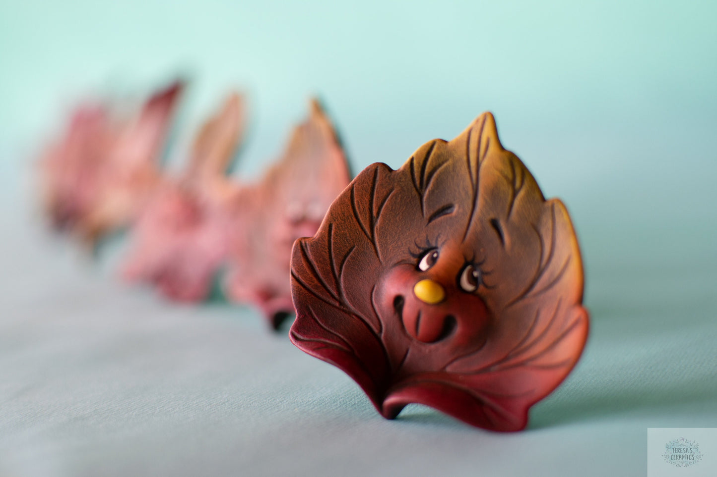 Fall Ash Leaves | Set Of Two | Ceramic Autumn Decor