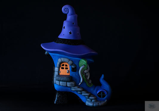 light up witch boot fairy house