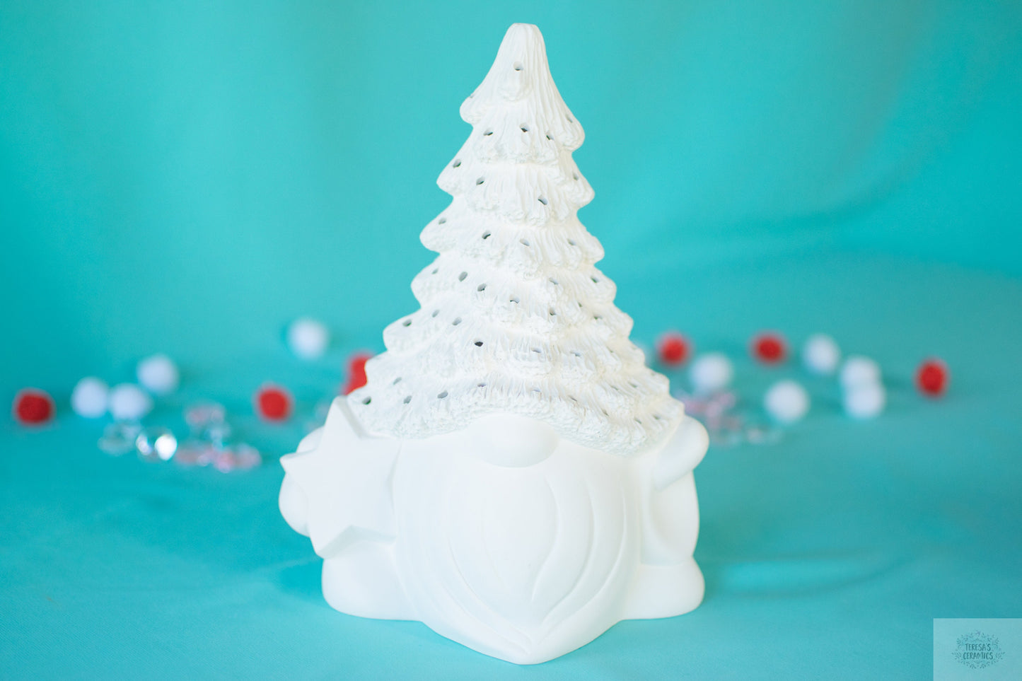 Tannenbaum Ceramic Gnome | Christmas Tree Gnome | Bisque DIY Gnome Light