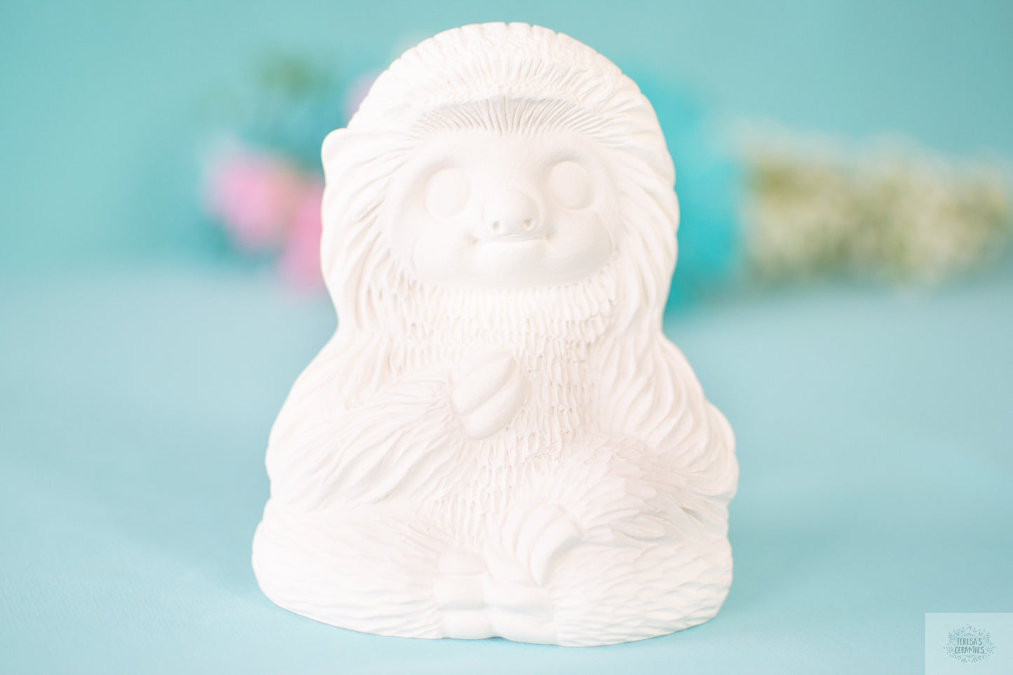 Bisque Ceramic Sloth | Small Sloth Statue | DIY Garden Sloth