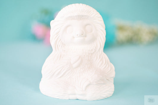 Bisque Ceramic Sloth | Small Sloth Statue | DIY Garden Sloth