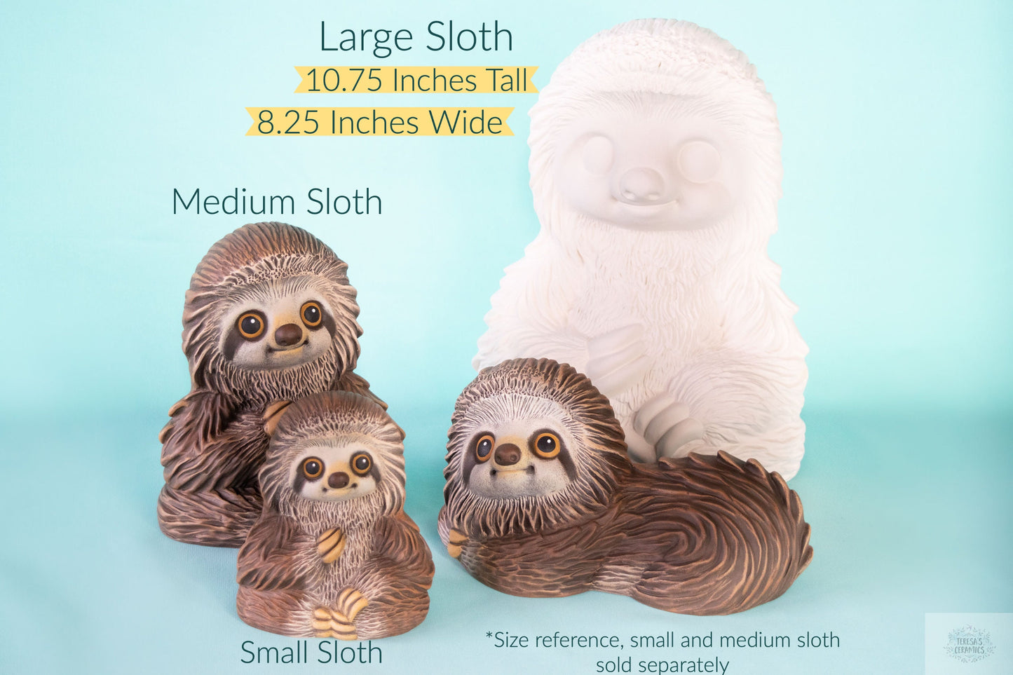 Large Bisque Ceramic Sloth | DIY Garden Decor | Ready To Paint | Paint Party Kit