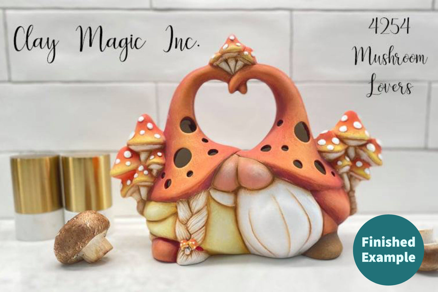 Gnome Mushroom Lovers | Bisque DIY Ceramics | Woodland Gnome Decor | Paint Party Project