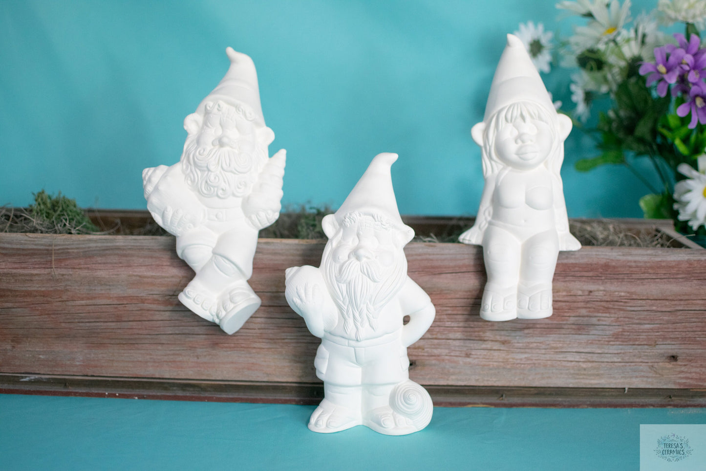 Bisque Beach Gnomes | Set of Three | Select Your Style | Ready To Paint | Ceramic Paint Project | DIY Garden Gnomes