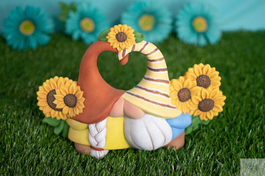 Sunflower Gnome Lovers | Garden Gnome Couple | Yard Gnome Decor