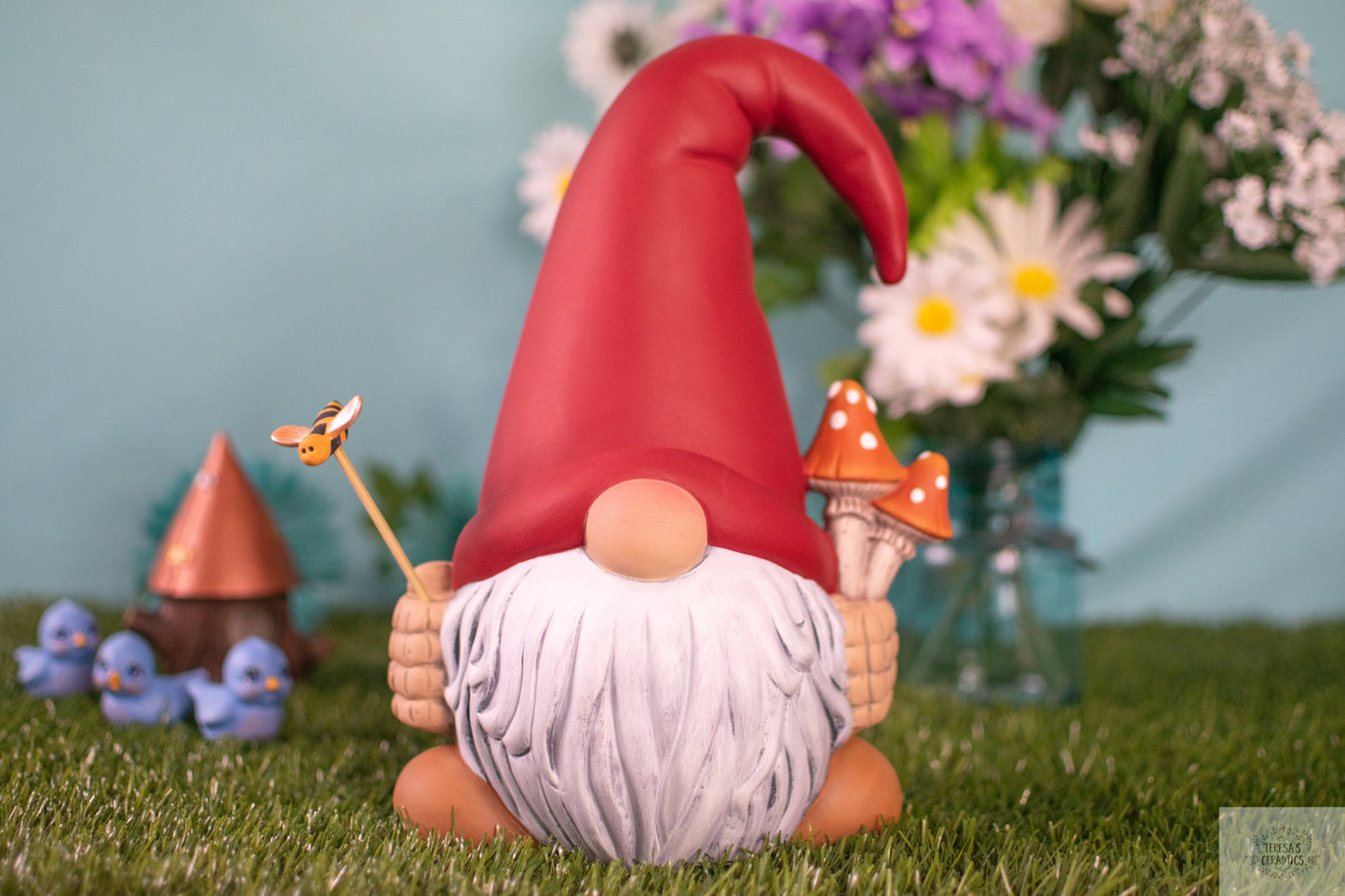 Finn The Mushroom Gnome | Fun Garden Decor | Gift for Mom | Clay Magic | Ceramic Garden Art | Funky Mushroom Gonk