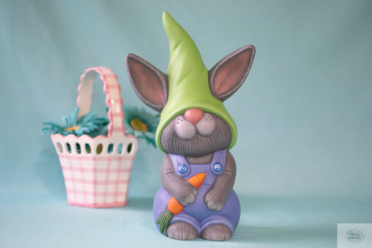 Peter Bunny Gnome | Garden Rabbit Gnome | Bunny With Gnome Hat | Ceramic Garden Art