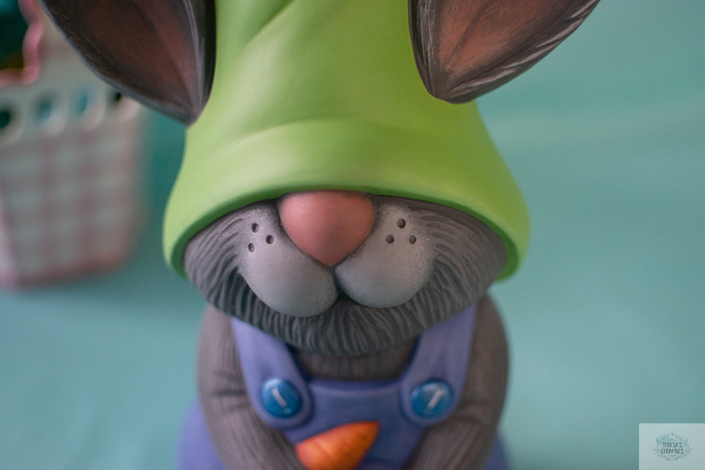 Peter Bunny Gnome | Garden Rabbit Gnome | Bunny With Gnome Hat | Ceramic Garden Art