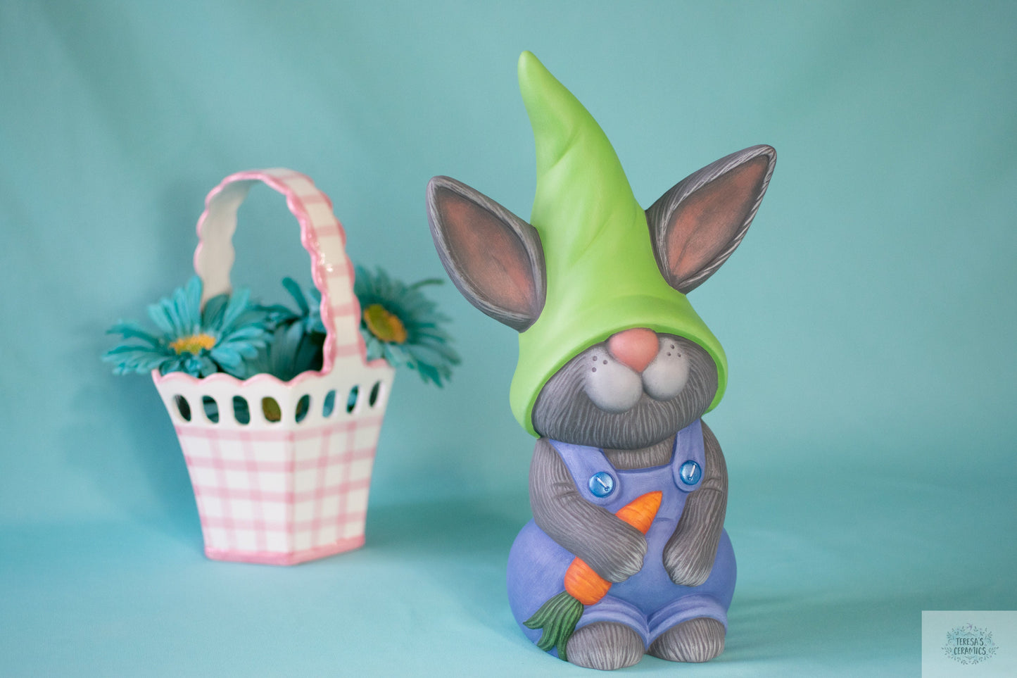 Peter Bunny Gnome | Garden Rabbit Gnome | Bunny With Gnome Hat | Ceramic Garden Art