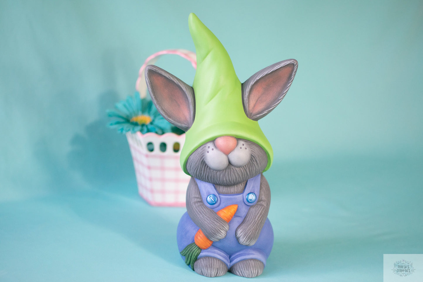 Peter Bunny Gnome | Garden Rabbit Gnome | Bunny With Gnome Hat | Ceramic Garden Art