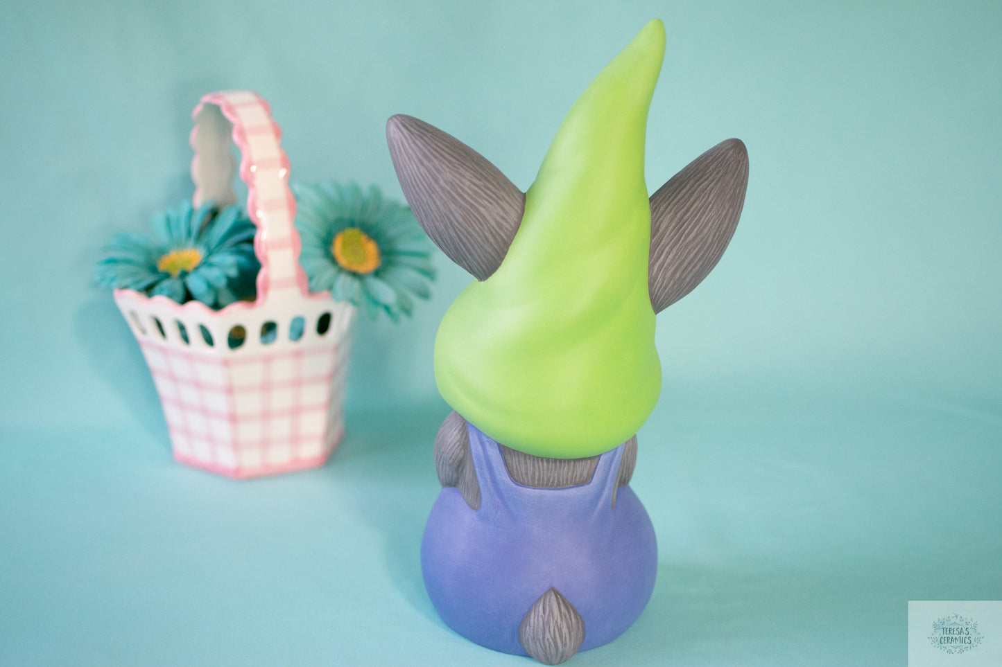 Peter Bunny Gnome | Garden Rabbit Gnome | Bunny With Gnome Hat | Ceramic Garden Art