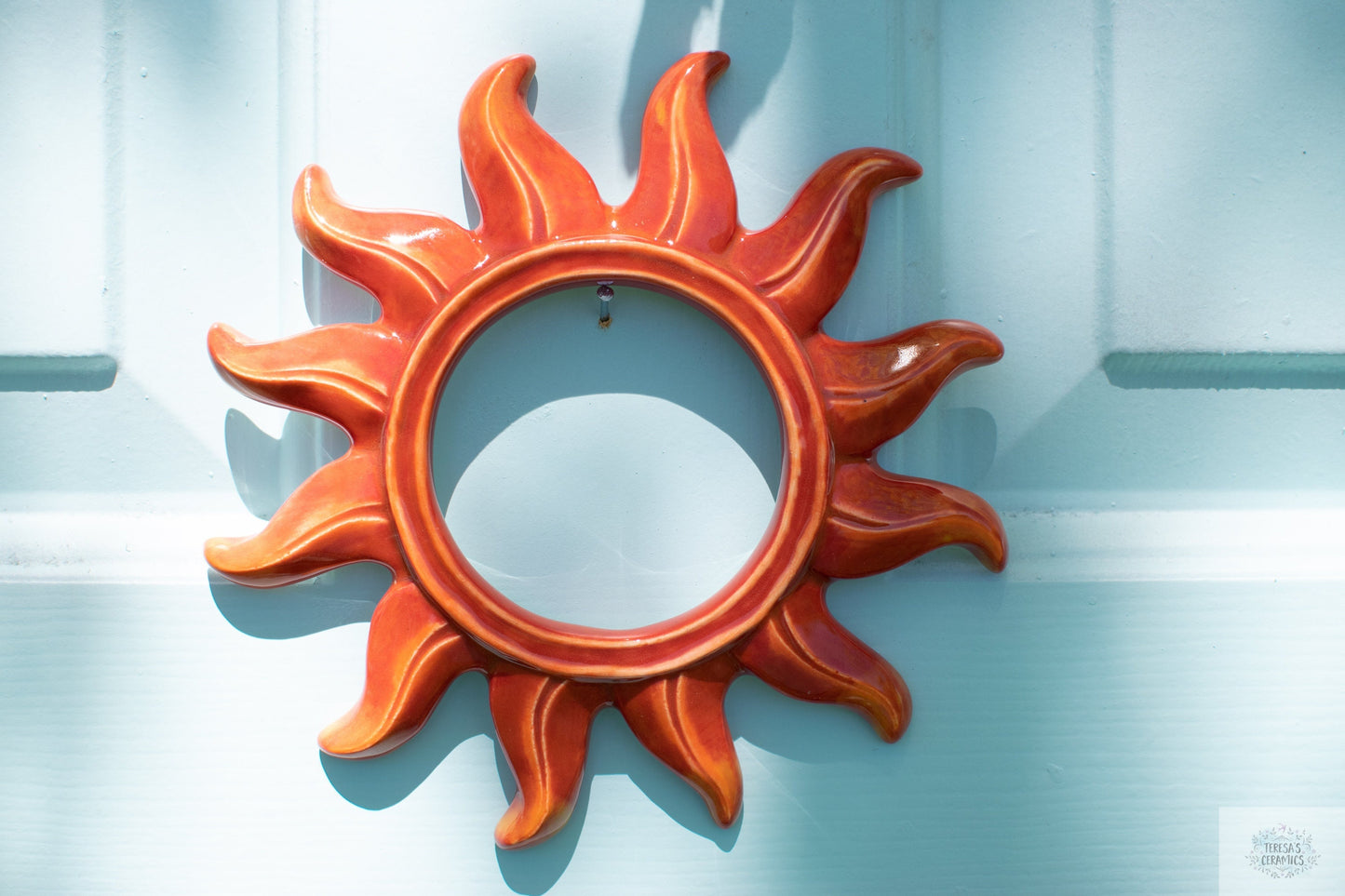 Sun Burst Door Hanger | Retro Ceramic Sun | Groovy Entryway Decor