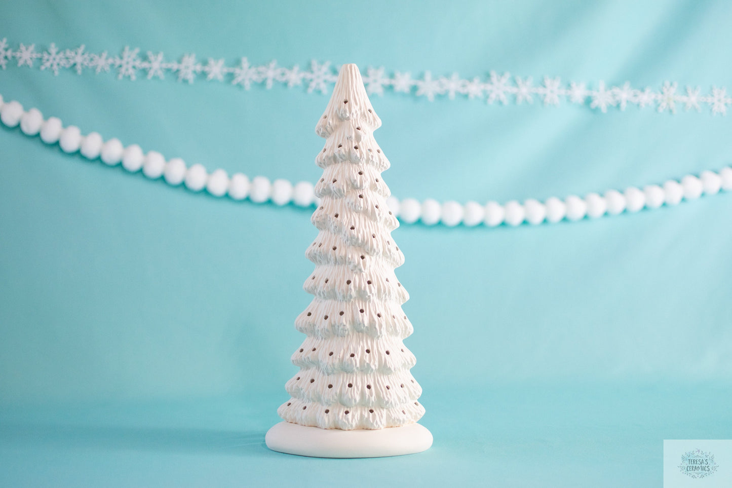 Ceramic Christmas tree in bisque - Slim Christmas Tree - 13 inches tall - Ready to paint - Painting project - DIY ceramics