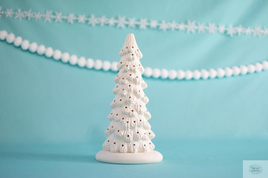 Ceramic Christmas tree in bisque - Slim Christmas Tree - 10.5 inches tall -  Tree - Ready to paint - Painting project - DIY ceramics